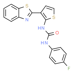 ChemSpider 2D Image | 1-[3-(1,3-Benzothiazol-2-yl)-2-thienyl]-3-(4-fluorophenyl)urea | C18H12FN3OS2