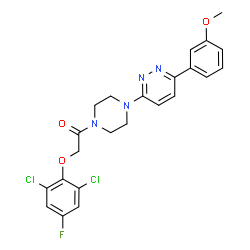 ChemSpider 2D Image | 2-(2,6-Dichloro-4-fluorophenoxy)-1-{4-[6-(3-methoxyphenyl)-3-pyridazinyl]-1-piperazinyl}ethanone | C23H21Cl2FN4O3
