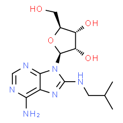ChemSpider 2D Image | N~8~-Isobutyl-9-(beta-L-ribofuranosyl)-9H-purine-6,8-diamine | C14H22N6O4