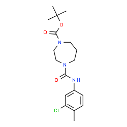 ChemSpider 2D Image | tert-butyl 4-[(3-chloro-4-methylanilino)carbonyl]-1,4-diazepane-1-carboxylate | C18H26ClN3O3