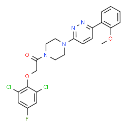 ChemSpider 2D Image | 2-(2,6-Dichloro-4-fluorophenoxy)-1-{4-[6-(2-methoxyphenyl)-3-pyridazinyl]-1-piperazinyl}ethanone | C23H21Cl2FN4O3
