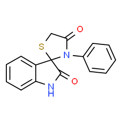 ChemSpider 2D Image | 3'-Phenyl-4'H-spiro[indole-3,2'-[1,3]thiazolidine]-2,4'(1H)-dione | C16H12N2O2S