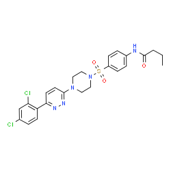 ChemSpider 2D Image | N-[4-({4-[6-(2,4-Dichlorophenyl)-3-pyridazinyl]-1-piperazinyl}sulfonyl)phenyl]butanamide | C24H25Cl2N5O3S