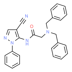 ChemSpider 2D Image | N~2~,N~2~-Dibenzyl-N-(4-cyano-1-phenyl-1H-pyrazol-5-yl)glycinamide | C26H23N5O