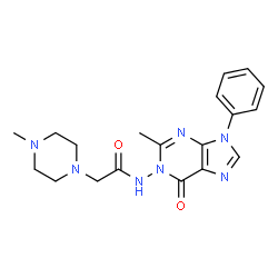ChemSpider 2D Image | N-(2-methyl-6-oxo-9-phenyl-6,9-dihydro-1H-purin-1-yl)-2-(4-methylpiperazino)acetamide | C19H23N7O2
