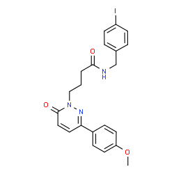 ChemSpider 2D Image | N-(4-Iodobenzyl)-4-[3-(4-methoxyphenyl)-6-oxo-1(6H)-pyridazinyl]butanamide | C22H22IN3O3