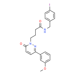 ChemSpider 2D Image | N-(4-Iodobenzyl)-4-[3-(3-methoxyphenyl)-6-oxo-1(6H)-pyridazinyl]butanamide | C22H22IN3O3