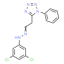 ChemSpider 2D Image | 5-{2-[(3,5-Dichlorophenyl)hydrazono]ethyl}-1-phenyl-1H-tetrazole | C15H12Cl2N6
