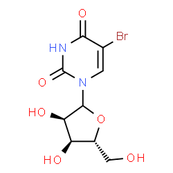 ChemSpider 2D Image | 5-Bromo-1-(D-ribofuranosyl)-2,4(1H,3H)-pyrimidinedione | C9H11BrN2O6