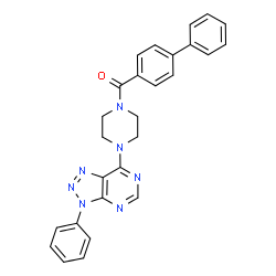 ChemSpider 2D Image | 4-Biphenylyl[4-(3-phenyl-3H-[1,2,3]triazolo[4,5-d]pyrimidin-7-yl)-1-piperazinyl]methanone | C27H23N7O