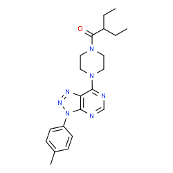 ChemSpider 2D Image | 2-Ethyl-1-{4-[3-(4-methylphenyl)-3H-[1,2,3]triazolo[4,5-d]pyrimidin-7-yl]-1-piperazinyl}-1-butanone | C21H27N7O