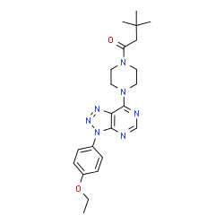 ChemSpider 2D Image | 1-{4-[3-(4-Ethoxyphenyl)-3H-[1,2,3]triazolo[4,5-d]pyrimidin-7-yl]-1-piperazinyl}-3,3-dimethyl-1-butanone | C22H29N7O2