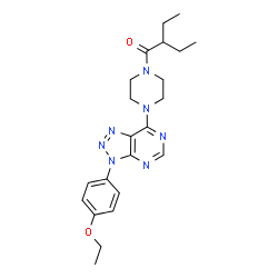 ChemSpider 2D Image | 1-{4-[3-(4-Ethoxyphenyl)-3H-[1,2,3]triazolo[4,5-d]pyrimidin-7-yl]-1-piperazinyl}-2-ethyl-1-butanone | C22H29N7O2