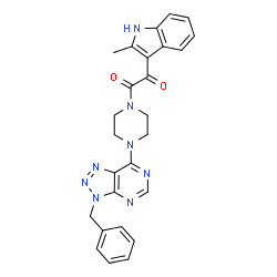 ChemSpider 2D Image | 1-[4-(3-Benzyl-3H-[1,2,3]triazolo[4,5-d]pyrimidin-7-yl)-1-piperazinyl]-2-(2-methyl-1H-indol-3-yl)-1,2-ethanedione | C26H24N8O2