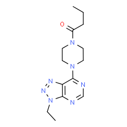 ChemSpider 2D Image | 1-[4-(3-Ethyl-3H-[1,2,3]triazolo[4,5-d]pyrimidin-7-yl)-1-piperazinyl]-1-butanone | C14H21N7O
