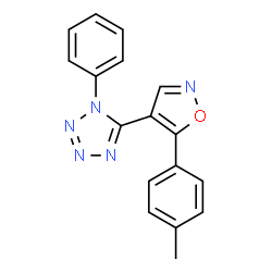ChemSpider 2D Image | 5-[5-(4-Methylphenyl)-1,2-oxazol-4-yl]-1-phenyl-1H-tetrazole | C17H13N5O