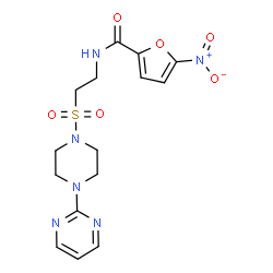 ChemSpider 2D Image | 5-Nitro-N-(2-{[4-(2-pyrimidinyl)-1-piperazinyl]sulfonyl}ethyl)-2-furamide | C15H18N6O6S