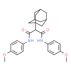 ChemSpider 2D Image | 2-(Adamantan-1-yl)-N,N'-bis(4-methoxyphenyl)malonamide | C27H32N2O4