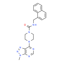 ChemSpider 2D Image | 4-(3-Methyl-3H-[1,2,3]triazolo[4,5-d]pyrimidin-7-yl)-N-(1-naphthylmethyl)-1-piperazinecarboxamide | C21H22N8O