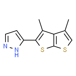 ChemSpider 2D Image | 3-(3,4-dimethylthieno[2,3-b]thiophen-2-yl)-1H-pyrazole | C11H10N2S2