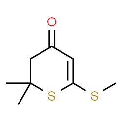 ChemSpider 2D Image | 2,2-dimethyl-6-(methylthio)-3,4-dihydro-2H-thiin-4-one | C8H12OS2