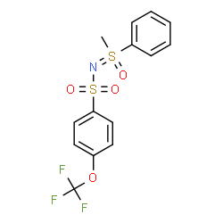ChemSpider 2D Image | N-[Methyl(oxido)phenyl-lambda~6~-sulfanylidene]-4-(trifluoromethoxy)benzenesulfonamide | C14H12F3NO4S2