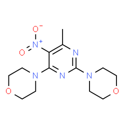 ChemSpider 2D Image | 4,4'-(6-Methyl-5-nitro-2,4-pyrimidinediyl)dimorpholine | C13H19N5O4
