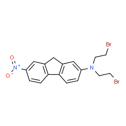 ChemSpider 2D Image | N,N-Bis(2-bromoethyl)-7-nitro-9H-fluoren-2-amine | C17H16Br2N2O2