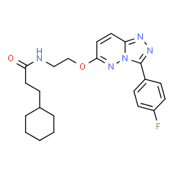 ChemSpider 2D Image | 3-Cyclohexyl-N-(2-{[3-(4-fluorophenyl)[1,2,4]triazolo[4,3-b]pyridazin-6-yl]oxy}ethyl)propanamide | C22H26FN5O2