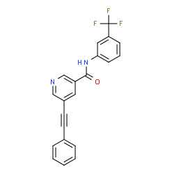 ChemSpider 2D Image | 5-(Phenylethynyl)-N-[3-(trifluoromethyl)phenyl]nicotinamide | C21H13F3N2O