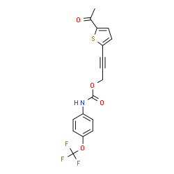 ChemSpider 2D Image | 3-(5-acetyl-2-thienyl)prop-2-ynyl N-[4-(trifluoromethoxy)phenyl]carbamate | C17H12F3NO4S