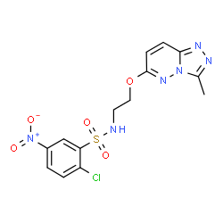 ChemSpider 2D Image | 2-Chloro-N-{2-[(3-methyl[1,2,4]triazolo[4,3-b]pyridazin-6-yl)oxy]ethyl}-5-nitrobenzenesulfonamide | C14H13ClN6O5S