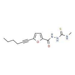 ChemSpider 2D Image | 2-[5-(1-Hexyn-1-yl)-2-furoyl]-N-methylhydrazinecarbothioamide | C13H17N3O2S