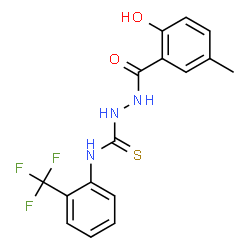 ChemSpider 2D Image | 2-(2-Hydroxy-5-methylbenzoyl)-N-[2-(trifluoromethyl)phenyl]hydrazinecarbothioamide | C16H14F3N3O2S