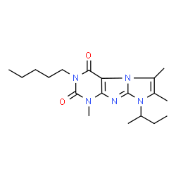 ChemSpider 2D Image | 8-sec-Butyl-1,6,7-trimethyl-3-pentyl-1H-imidazo[2,1-f]purine-2,4(3H,8H)-dione | C19H29N5O2