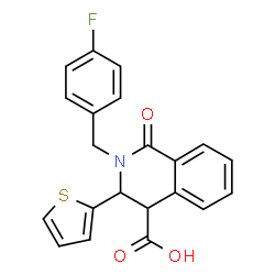 ChemSpider 2D Image | 2-(4-Fluorobenzyl)-1-oxo-3-(2-thienyl)-1,2,3,4-tetrahydro-4-isoquinolinecarboxylic acid | C21H16FNO3S