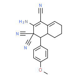 ChemSpider 2D Image | 2-Amino-4-(4-methoxyphenyl)-4a,5,6,7-tetrahydro-1,3,3(4H)-naphthalenetricarbonitrile | C20H18N4O