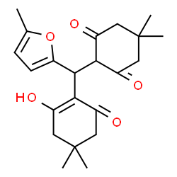 ChemSpider 2D Image | 2-[(2-Hydroxy-4,4-dimethyl-6-oxo-1-cyclohexen-1-yl)(5-methyl-2-furyl)methyl]-5,5-dimethyl-1,3-cyclohexanedione | C22H28O5