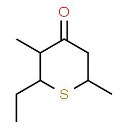 ChemSpider 2D Image | 2-Ethyl-3,6-dimethyltetrahydro-4H-thiopyran-4-one | C9H16OS