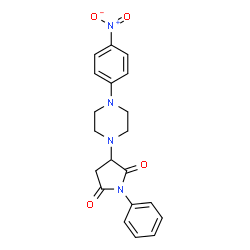 ChemSpider 2D Image | 3-(4-{4-nitrophenyl}piperazin-1-yl)-1-phenylpyrrolidine-2,5-dione | C20H20N4O4