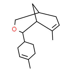 ChemSpider 2D Image | 6-Methyl-4-(4-methyl-cyclohex-3-enyl)-3-oxa-bicyclo[3.3.1]non-6-ene | C16H24O