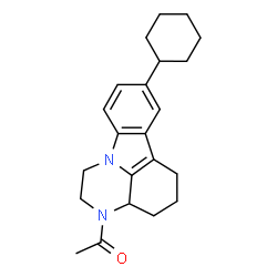 ChemSpider 2D Image | 1-(8-Cyclohexyl-1,2,3a,4,5,6-hexahydro-3H-pyrazino[3,2,1-jk]carbazol-3-yl)ethanone | C22H28N2O