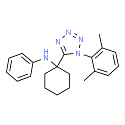 ChemSpider 2D Image | N-{1-[1-(2,6-Dimethylphenyl)-1H-tetrazol-5-yl]cyclohexyl}aniline | C21H25N5