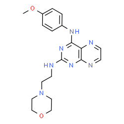 ChemSpider 2D Image | N~4~-(4-Methoxyphenyl)-N~2~-[2-(4-morpholinyl)ethyl]-2,4-pteridinediamine | C19H23N7O2