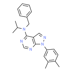 ChemSpider 2D Image | N-Benzyl-1-(3,4-dimethylphenyl)-N-isopropyl-1H-pyrazolo[3,4-d]pyrimidin-4-amine | C23H25N5