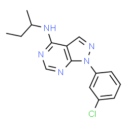 ChemSpider 2D Image | N-sec-Butyl-1-(3-chlorophenyl)-1H-pyrazolo[3,4-d]pyrimidin-4-amine | C15H16ClN5