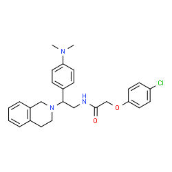 ChemSpider 2D Image | 2-(4-Chlorophenoxy)-N-{2-(3,4-dihydro-2(1H)-isoquinolinyl)-2-[4-(dimethylamino)phenyl]ethyl}acetamide | C27H30ClN3O2