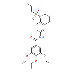 ChemSpider 2D Image | 3,4,5-Triethoxy-N-[1-(propylsulfonyl)-1,2,3,4-tetrahydro-6-quinolinyl]benzamide | C25H34N2O6S