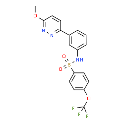 ChemSpider 2D Image | N-[3-(6-Methoxy-3-pyridazinyl)phenyl]-4-(trifluoromethoxy)benzenesulfonamide | C18H14F3N3O4S