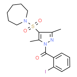 ChemSpider 2D Image | [4-(1-Azepanylsulfonyl)-3,5-dimethyl-1H-pyrazol-1-yl](2-iodophenyl)methanone | C18H22IN3O3S